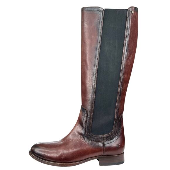 Frye Women’s Lindsay Gore Tall Brown Leather Riding Boots Size US 6 - Picture 3 of 12